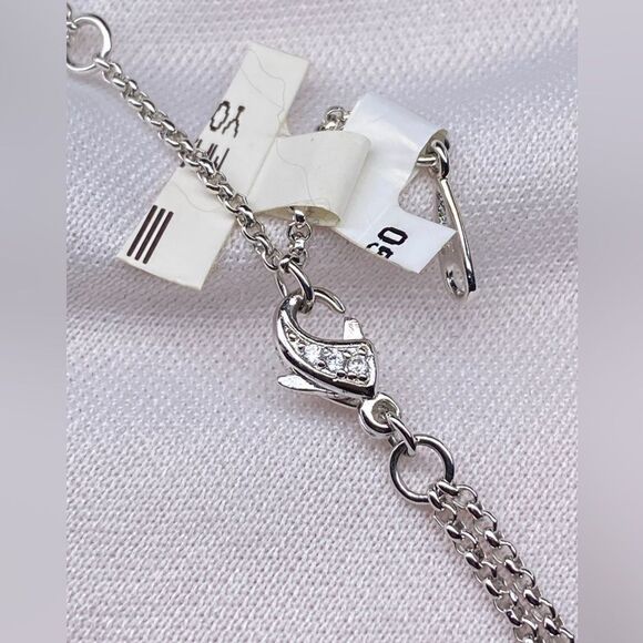 Y-drop crystal-dusted double chain necklace - Picture 14 of 15